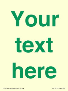Custom blank information sign. Green text, plain background
